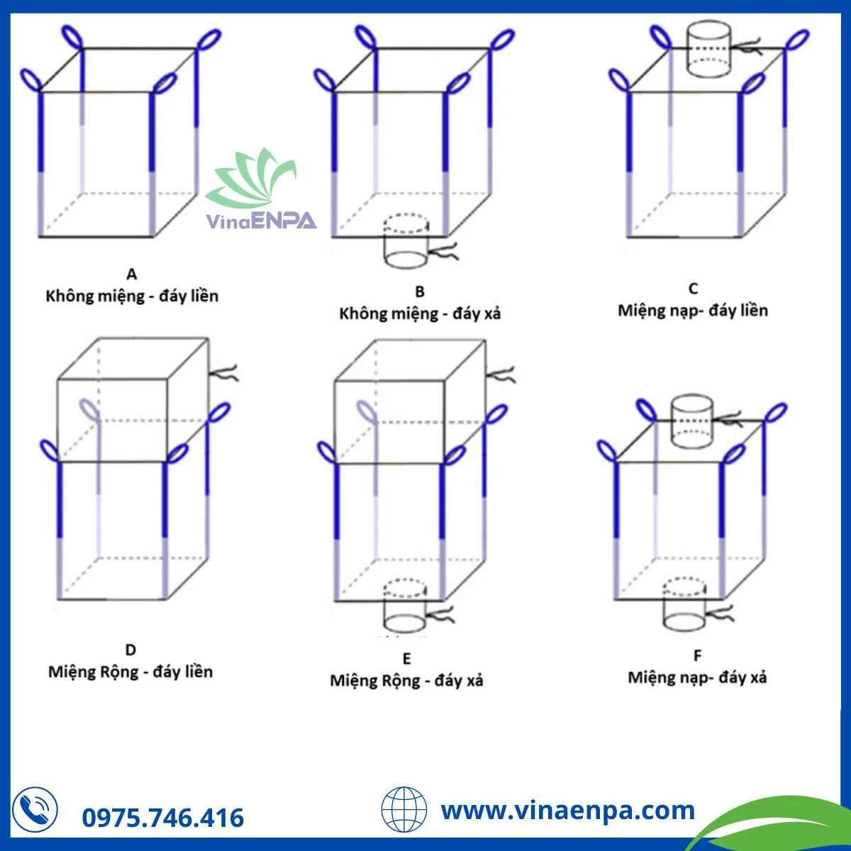 Các kiểu dáng của bao Jumbo đựng hạt nhựa